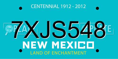 7XJS548 New Mexico License Plate