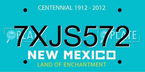 7XJS572 New Mexico License Plate
