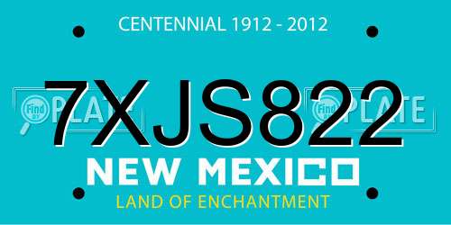 7XJS822 New Mexico License Plate