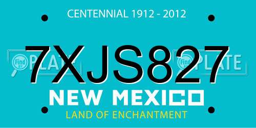 7XJS827 New Mexico License Plate