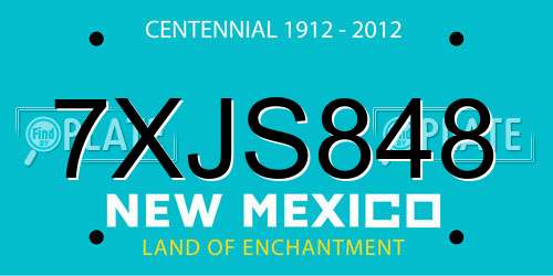 7XJS848 New Mexico License Plate