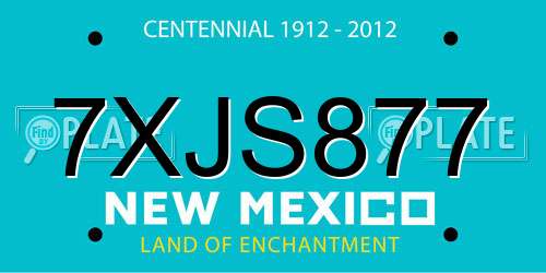 7XJS877 New Mexico License Plate