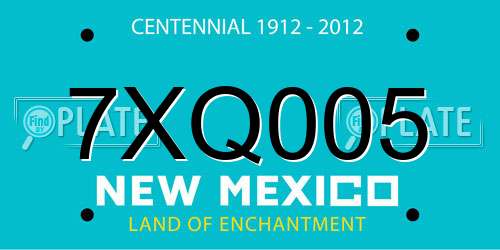 7XQ005 New Mexico License Plate