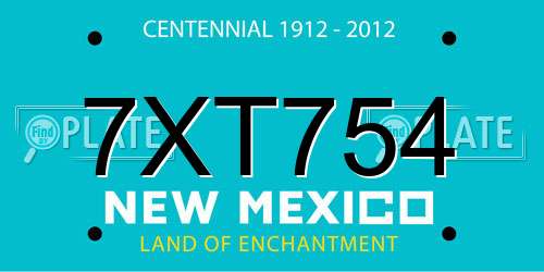 7XT754 New Mexico License Plate