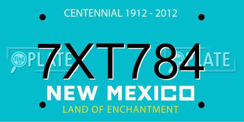 7XT784 New Mexico License Plate