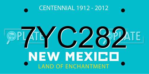 7YC282 New Mexico License Plate
