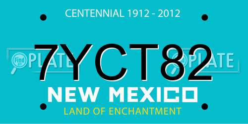 7YCT82 New Mexico License Plate