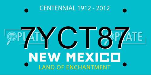7YCT87 New Mexico License Plate