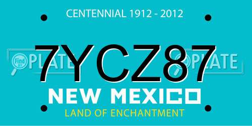 7YCZ87 New Mexico License Plate