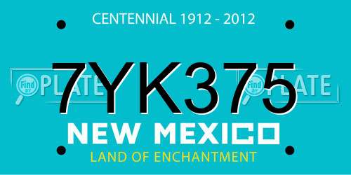 7YK375 New Mexico License Plate