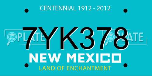7YK378 New Mexico License Plate