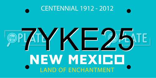 7YKE25 New Mexico License Plate