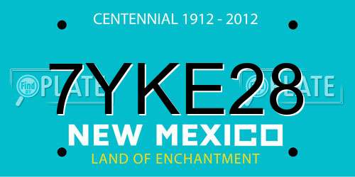 7YKE28 New Mexico License Plate