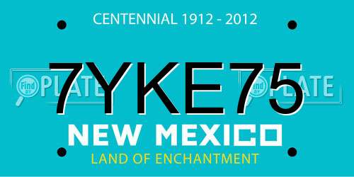 7YKE75 New Mexico License Plate