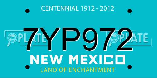 7YP972 New Mexico License Plate