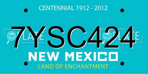 7YSC424 New Mexico License Plate