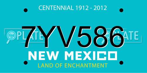 7YV586 New Mexico License Plate