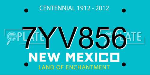 7YV856 New Mexico License Plate