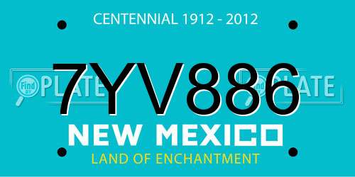 7YV886 New Mexico License Plate