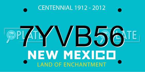 7YVB56 New Mexico License Plate