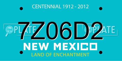 7Z06D2 New Mexico License Plate