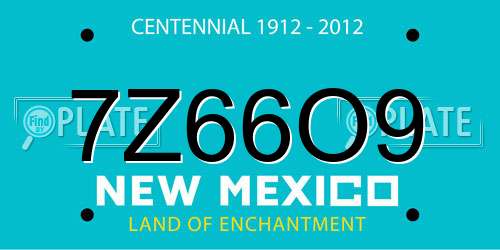 7Z66O9 New Mexico License Plate
