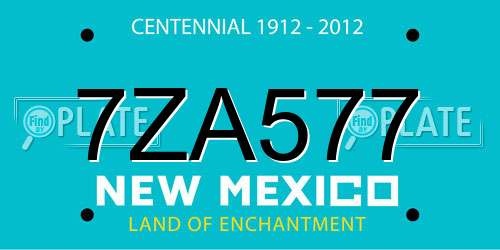 7ZA577 New Mexico License Plate