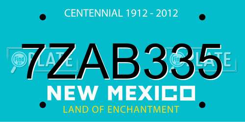 7ZAB335 New Mexico License Plate