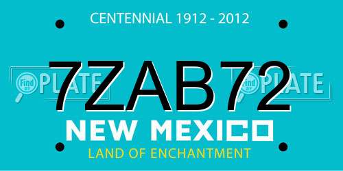 7ZAB72 New Mexico License Plate