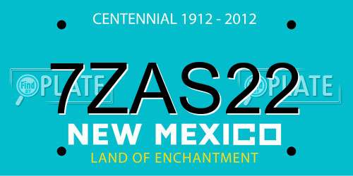 7ZAS22 New Mexico License Plate
