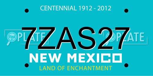 7ZAS27 New Mexico License Plate