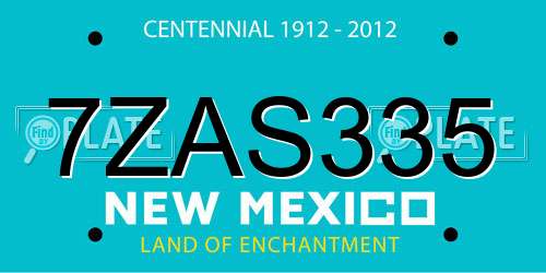 7ZAS335 New Mexico License Plate