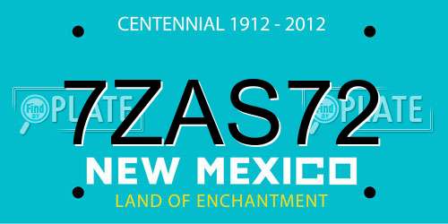 7ZAS72 New Mexico License Plate