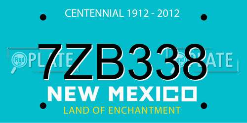 7ZB338 New Mexico License Plate