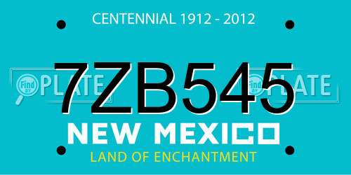 7ZB545 New Mexico License Plate