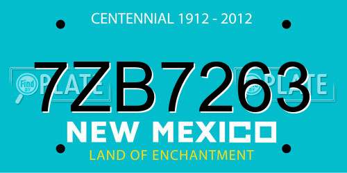 7ZB7263 New Mexico License Plate