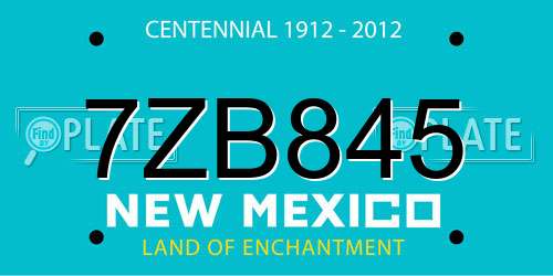 7ZB845 New Mexico License Plate