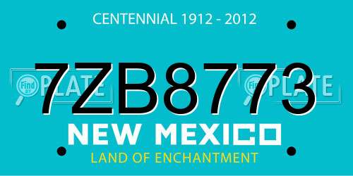 7ZB8773 New Mexico License Plate