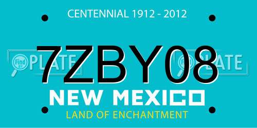 7ZBY08 New Mexico License Plate