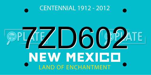7ZD602 New Mexico License Plate