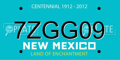 7ZGG09 New Mexico License Plate