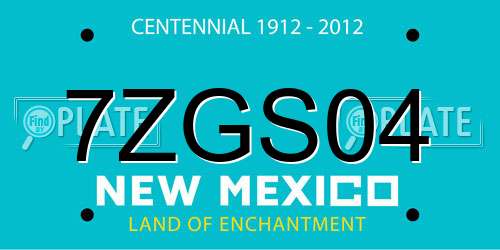 7ZGS04 New Mexico License Plate