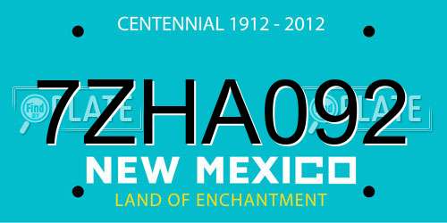 7ZHA092 New Mexico License Plate
