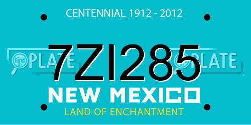 7ZI285 New Mexico License Plate
