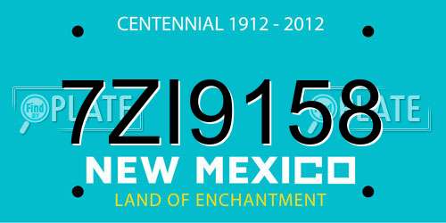 7ZI9158 New Mexico License Plate