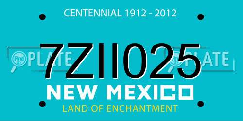 7ZII025 New Mexico License Plate