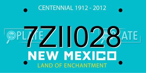 7ZII028 New Mexico License Plate