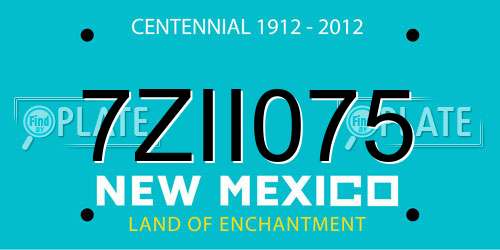 7ZII075 New Mexico License Plate