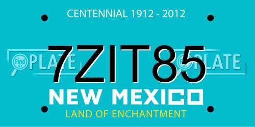 7ZIT85 New Mexico License Plate