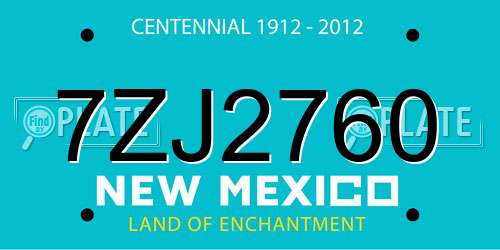 7ZJ2760 New Mexico License Plate